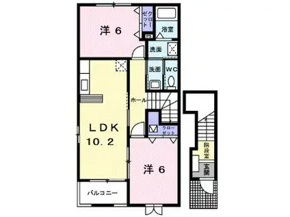 カーサフィオーレB(2LDK/2階)の間取り写真