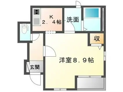 地下鉄名港線 六番町駅 徒歩7分 2階建 築12年(1K/1階)の間取り写真