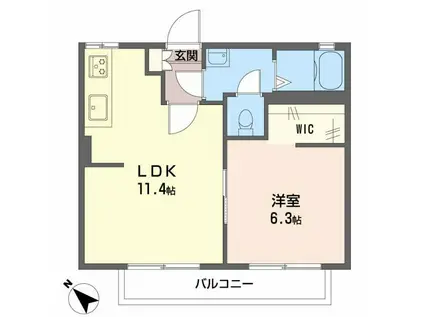 FRAGRANCEみゆき(1LDK/1階)の間取り写真