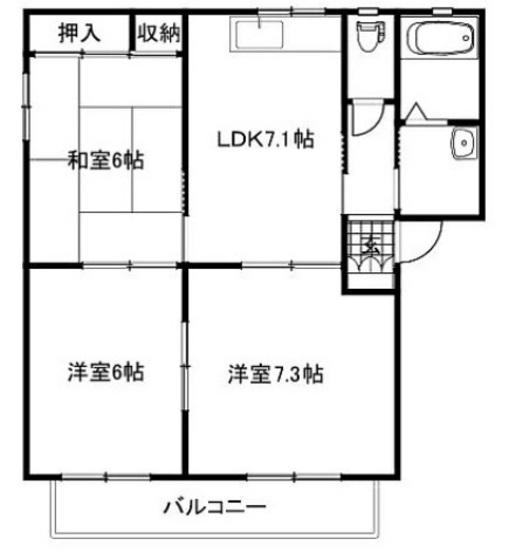 べルソー2番館(3DK/2階)の間取り写真