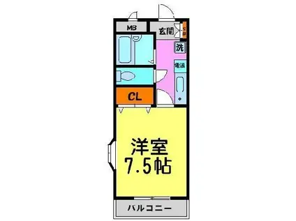 リバティハイム櫻井II(1K/2階)の間取り写真