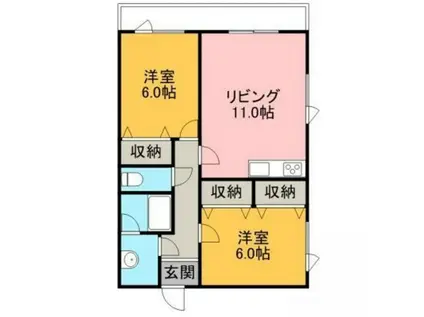 マンションSK(2LDK/3階)の間取り写真