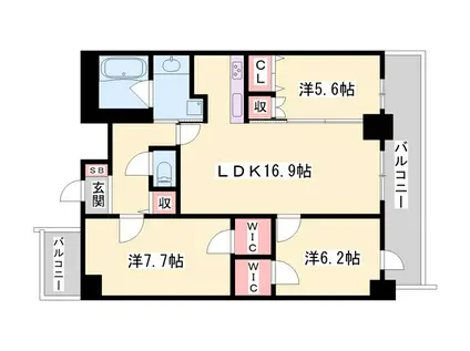 ツナマヨレジデンス(3LDK/8階)の間取り写真