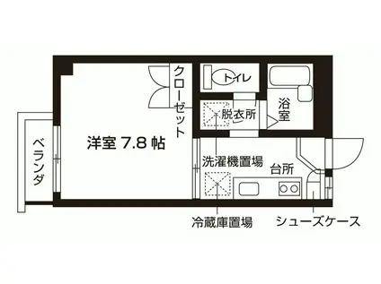 AKITSU STUDENT FLATS 2(1K/2階)の間取り写真