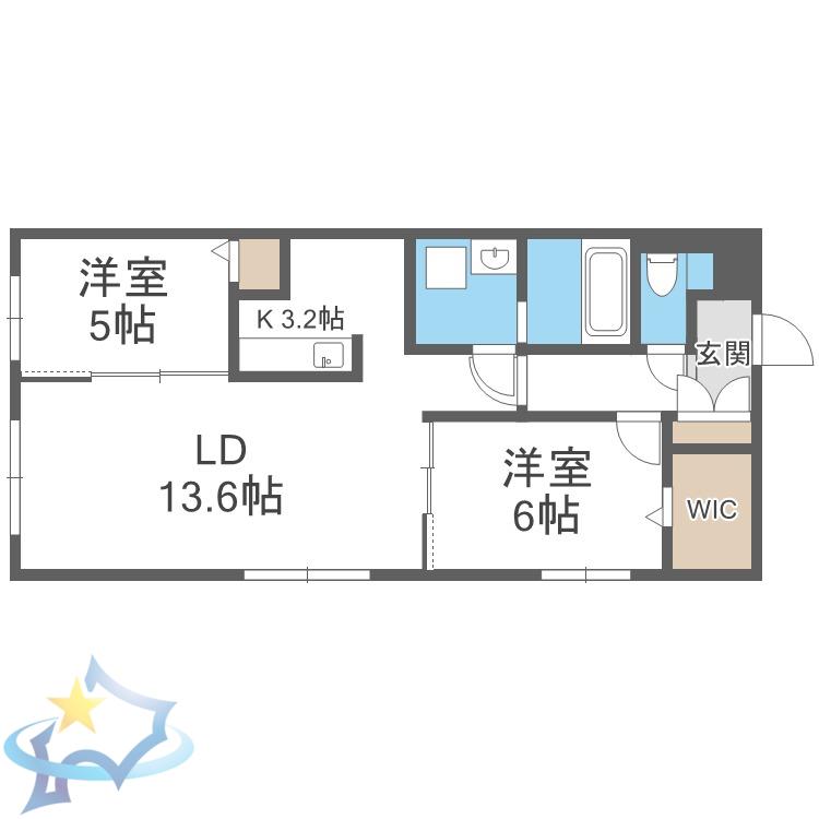 THE MODERN 伏見(2LDK/1階)の間取り写真
