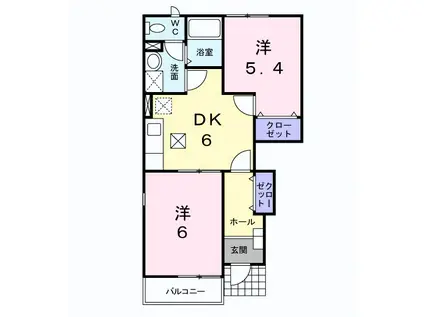 白蔵IIIB(2DK/1階)の間取り写真