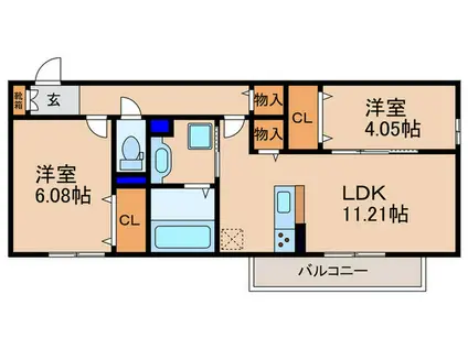 ソラーレ善(2LDK/2階)の間取り写真