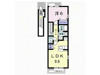 セント・イリスII(1LDK/2階)の間取り写真