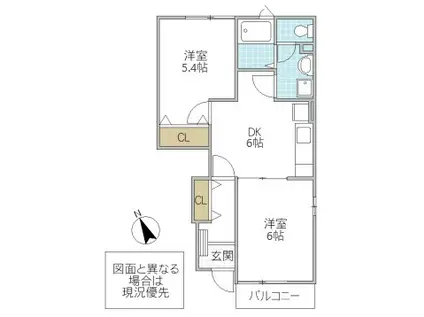 白蔵IIB(2DK/1階)の間取り写真