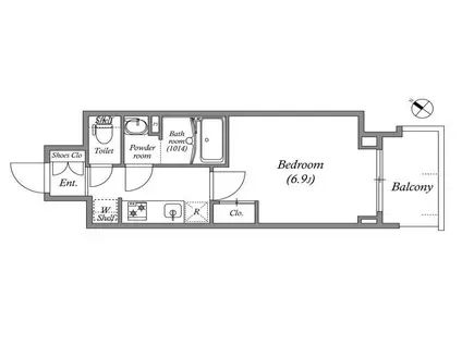 ジェノヴィア神戸湊川公園(1K/12階)の間取り写真
