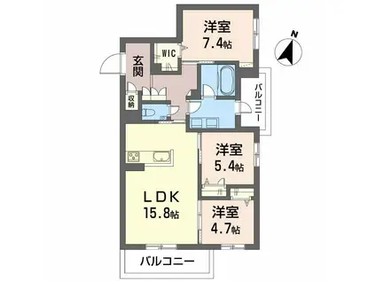 BALLOONFLOWER サウス(3LDK/3階)の間取り写真