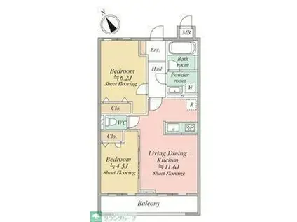 MOCXION KAWA(2LDK/3階)の間取り写真