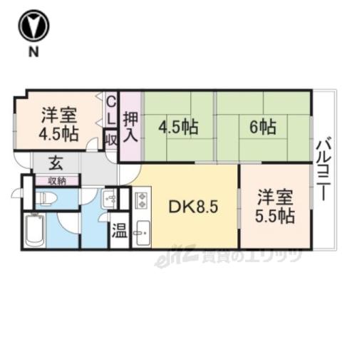 薬師寺アーバンライフ(4DK/7階)の間取り写真