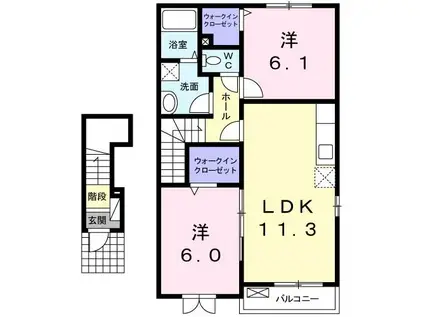 チェリ ブラッサムIII(2LDK/2階)の間取り写真