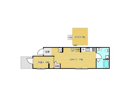 アーベインテラス浅草(1LDK/3階)の間取り写真