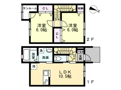 LE LACA棟(2LDK/1階)の間取り写真
