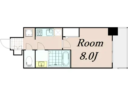 ソルテラス京都JUJO華(1K/2階)の間取り写真