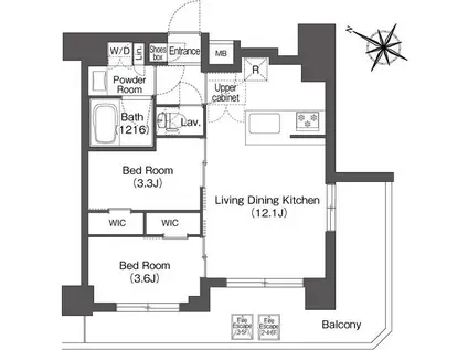 コンフォリア二葉(2LDK/6階)の間取り写真