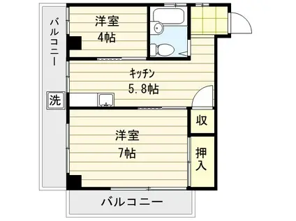 柳原マンション(2K/4階)の間取り写真