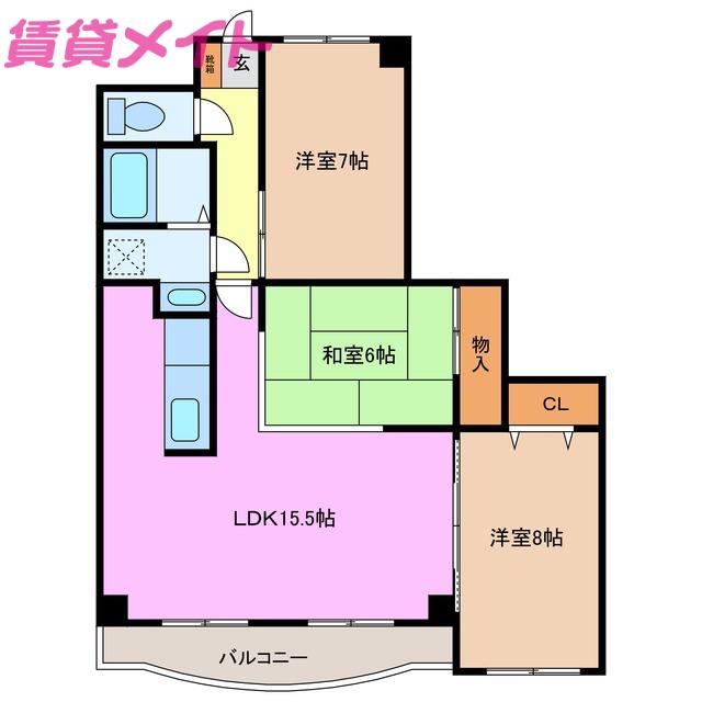 SOLEIL(3LDK/3階)の間取り写真