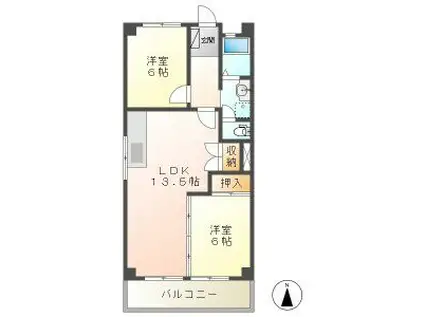 マンション光A棟(2LDK/4階)の間取り写真