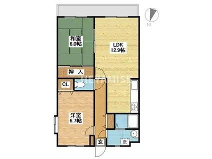リバーサイド東長崎(2LDK/3階)の間取り写真