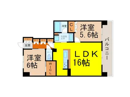 ラフィシア上前津(2LDK/9階)の間取り写真