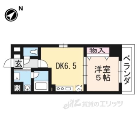 アール・ツー・コート(1DK/6階)の間取り写真