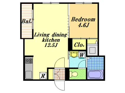 メゾンドエスポワール(1LDK/3階)の間取り写真