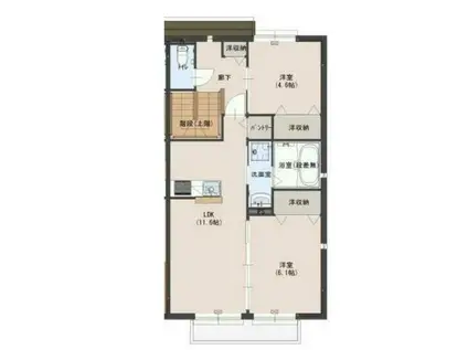 プリムール天満(2LDK/2階)の間取り写真