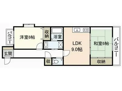 KM2ビル(2LDK/4階)の間取り写真