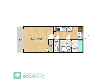 ジーメゾン松戸六実ビアン(1K/1階)の間取り写真