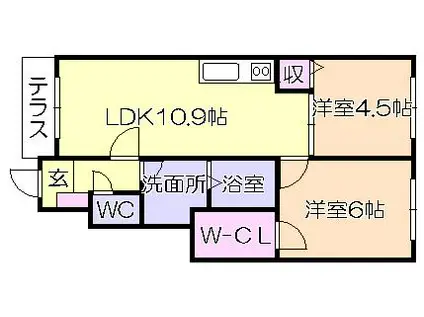 リベルテI(2LDK/1階)の間取り写真