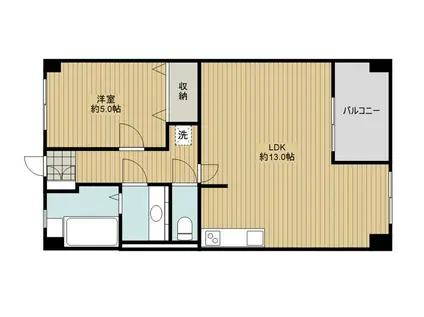 浜成コーポ(1LDK/3階)の間取り写真