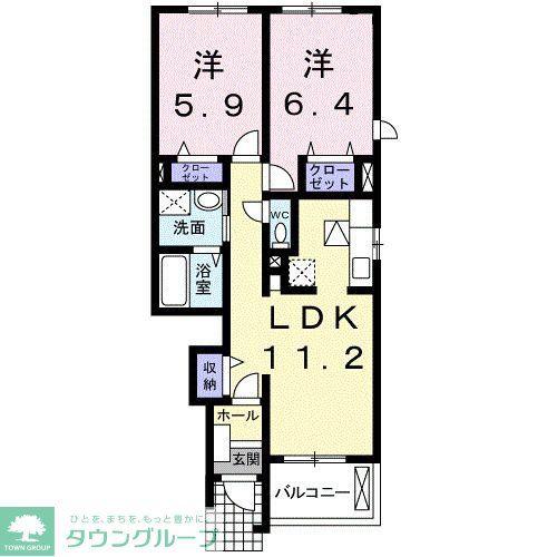 ジベルニ-II(2LDK/1階)の間取り写真