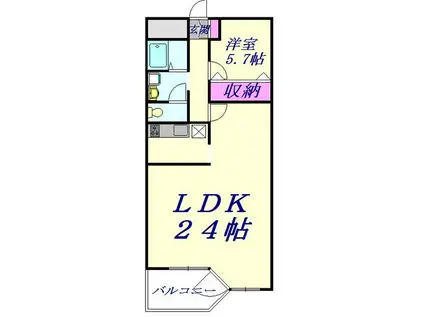 マサルマンション(1LDK/2階)の間取り写真