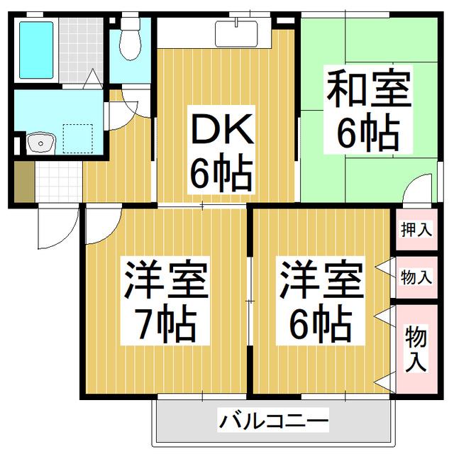 グリーンコートマーガレット館(3DK/2階)の間取り写真