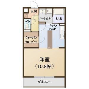 リリーローサ(ワンルーム/2階)の間取り写真