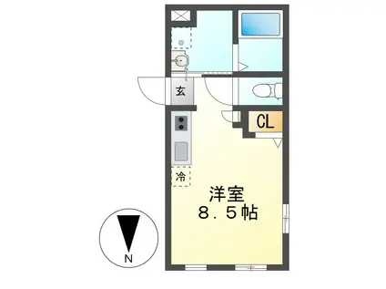 ノア名駅南(ワンルーム/1階)の間取り写真