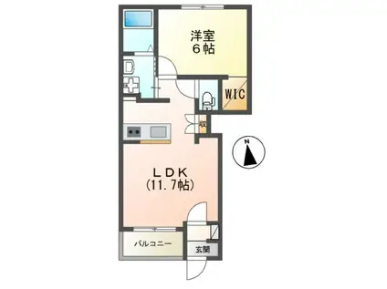 ミルサンク(1LDK/1階)の間取り写真