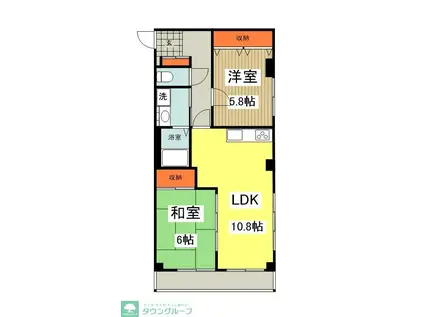 リバーサイド西八王子(2LDK/3階)の間取り写真