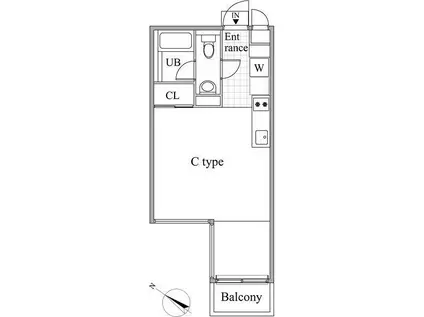 レジディア目黒2(ワンルーム/2階)の間取り写真
