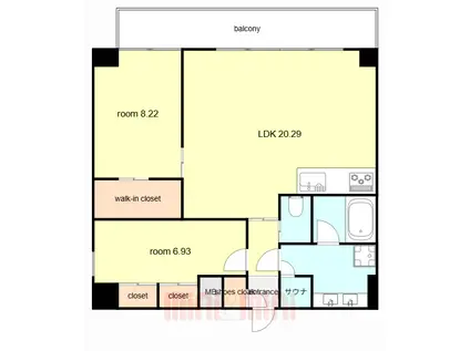 プレジオ西宮北口(2LDK/6階)の間取り写真