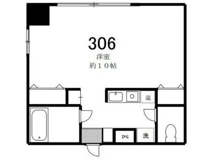 ヒルトップ道灌山(1K/3階)の間取り写真