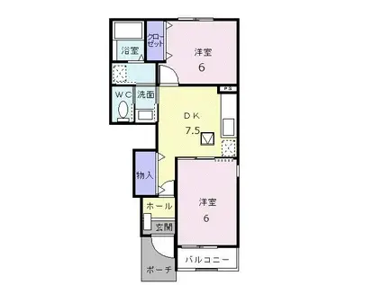 ゴールドグレイス III・B(2DK/1階)の間取り写真