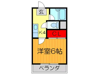 パルテカワサキ(1K/4階)の間取り写真