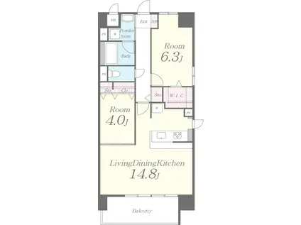 グレイス京橋(2LDK/2階)の間取り写真