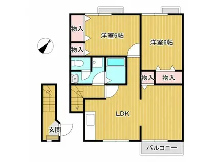 サンシャインB棟(3DK/2階)の間取り写真