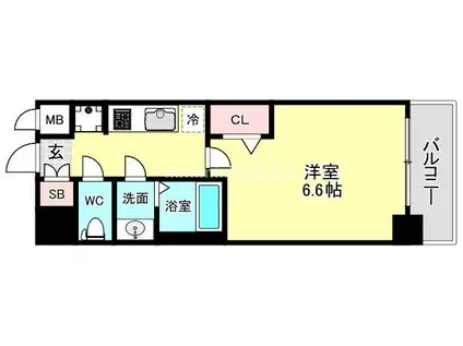 プレサンス朝潮橋ベイ・ブリーズ(1K/7階)の間取り写真