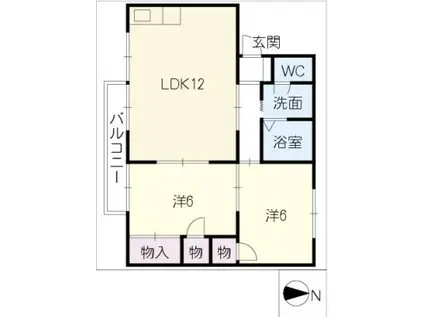 メゾン西沢 B(2LDK/1階)の間取り写真